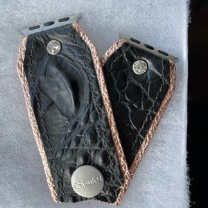 Sparkl black croc Apple Watch band lined in rose gold